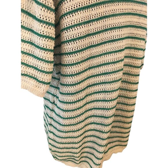 Vintage Style Green Cream Button Down Short Sleeve NERD Collared Sweater Sz XXL - Picture 16 of 16